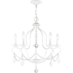 HomeRoots Five Light Dimmable Chandelier - Modern Cylindrical Shades for Elegant Home Ambiance & Style Upgrade 687823