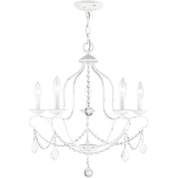 HomeRoots Five Light Dimmable Chandelier - Modern Cylindrical Shades for Elegant Home Ambiance & Style Upgrade 687823