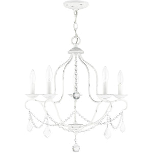 HomeRoots Five Light Dimmable Chandelier - Modern Cylindrical Shades for Elegant Home Ambiance & Style Upgrade 687823