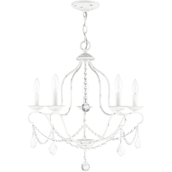 HomeRoots Five Light Dimmable Chandelier - Modern Cylindrical Shades for Elegant Home Ambiance & Style Upgrade 687823