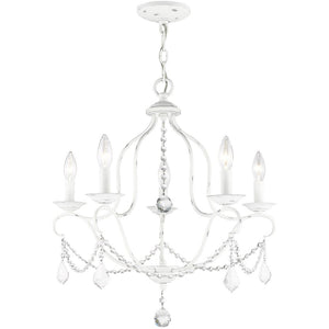 HomeRoots Five Light Dimmable Chandelier - Modern Cylindrical Shades for Elegant Home Ambiance & Style Upgrade 687823
