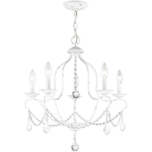HomeRoots Five Light Dimmable Chandelier - Modern Cylindrical Shades for Elegant Home Ambiance & Style Upgrade 687823