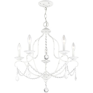 HomeRoots Five Light Dimmable Chandelier - Modern Cylindrical Shades for Elegant Home Ambiance & Style Upgrade 687823