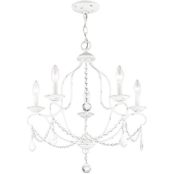 HomeRoots Five Light Dimmable Chandelier - Modern Cylindrical Shades for Elegant Home Ambiance & Style Upgrade 687823