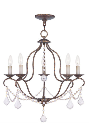 HomeRoots Five Light Dimmable Chandelier - Elegant Cylinder Shades for Modern Ambiance in Any Room 687824