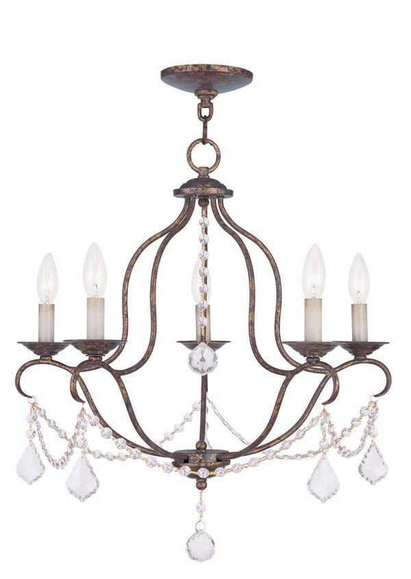 HomeRoots Five Light Dimmable Chandelier - Elegant Cylinder Shades for Modern Ambiance in Any Room 687824