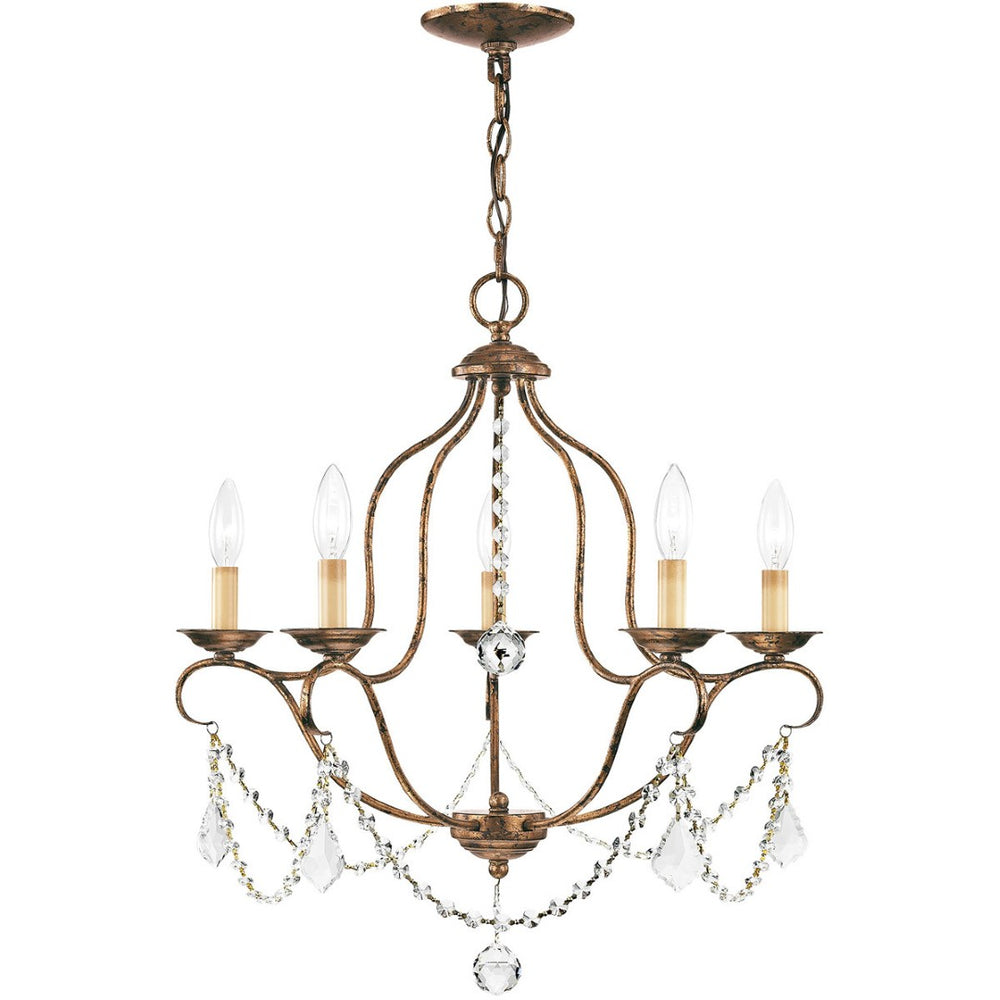 HomeRoots Five Light Dimmable Chandelier - Elegant Cylinder Shades for Modern Ambiance in Any Room 687824