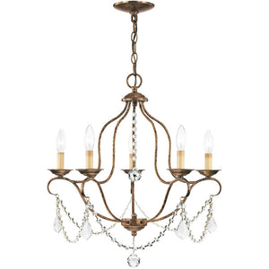 HomeRoots Five Light Dimmable Chandelier - Elegant Cylinder Shades for Modern Ambiance in Any Room 687824