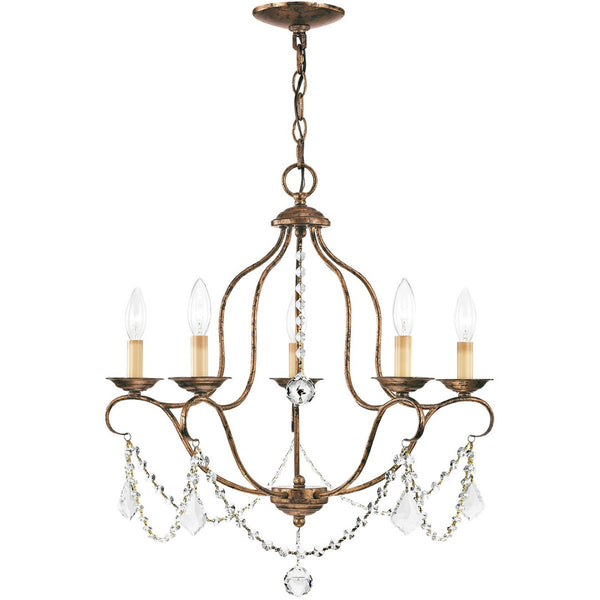 HomeRoots Five Light Dimmable Chandelier - Elegant Cylinder Shades for Modern Ambiance in Any Room 687824