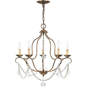 HomeRoots Five Light Dimmable Chandelier - Elegant Cylinder Shades for Modern Ambiance in Any Room 687824