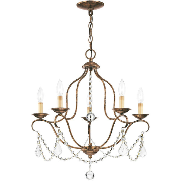HomeRoots Five Light Dimmable Chandelier - Elegant Cylinder Shades for Modern Ambiance in Any Room 687824