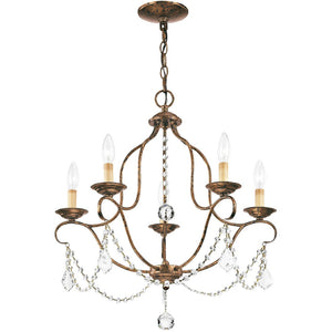 HomeRoots Five Light Dimmable Chandelier - Elegant Cylinder Shades for Modern Ambiance in Any Room 687824