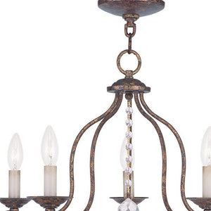 HomeRoots Five Light Dimmable Chandelier - Elegant Cylinder Shades for Modern Ambiance in Any Room 687824