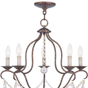 HomeRoots Five Light Dimmable Chandelier - Elegant Cylinder Shades for Modern Ambiance in Any Room 687824