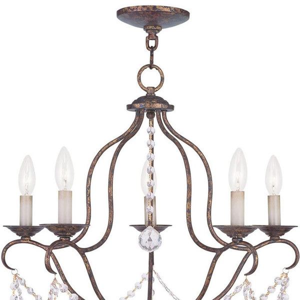 HomeRoots Five Light Dimmable Chandelier - Elegant Cylinder Shades for Modern Ambiance in Any Room 687824