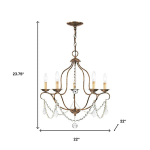 HomeRoots Five Light Dimmable Chandelier - Elegant Cylinder Shades for Modern Ambiance in Any Room 687824