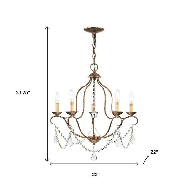 HomeRoots Five Light Dimmable Chandelier - Elegant Cylinder Shades for Modern Ambiance in Any Room 687824