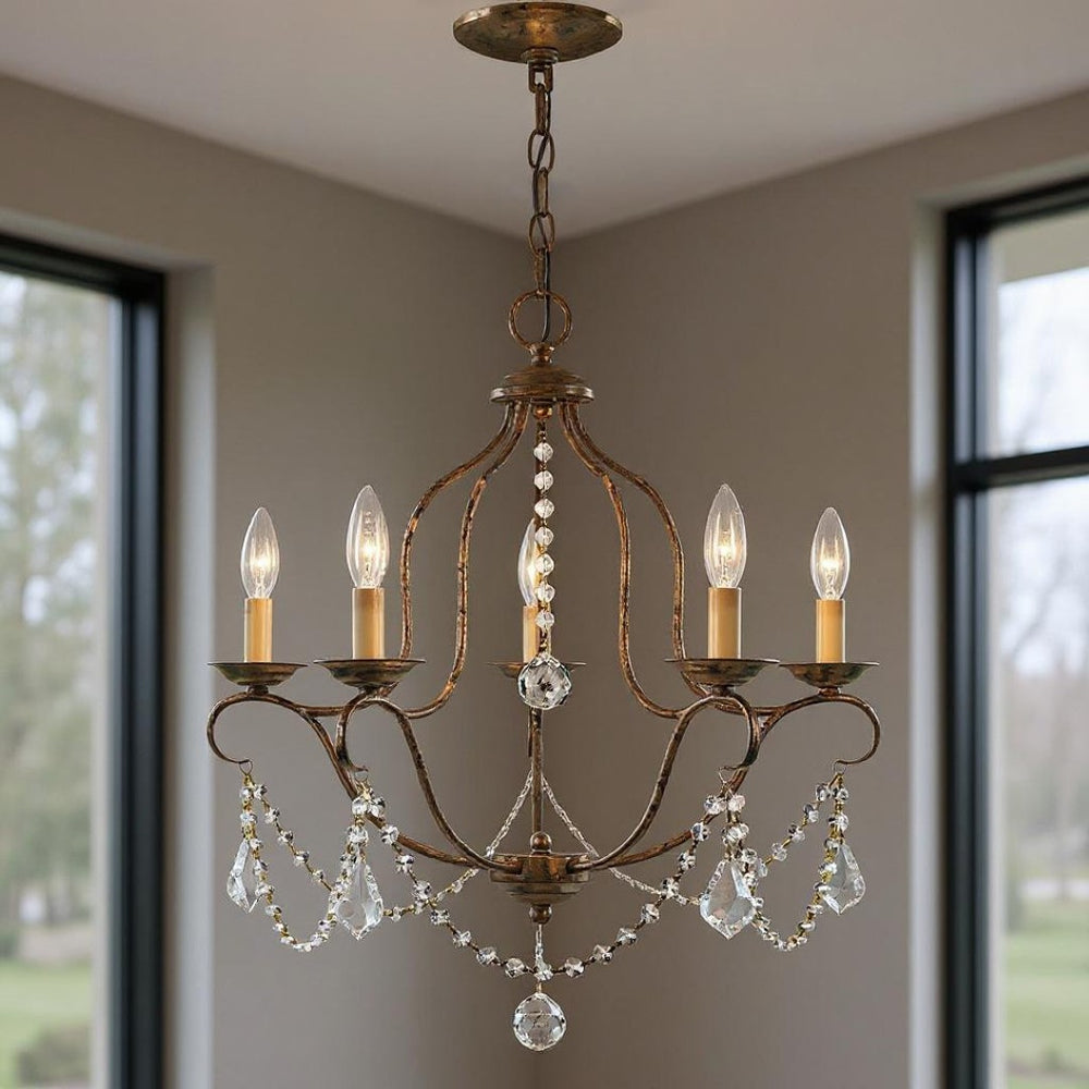 HomeRoots Five Light Dimmable Chandelier - Elegant Cylinder Shades for Modern Ambiance in Any Room 687824