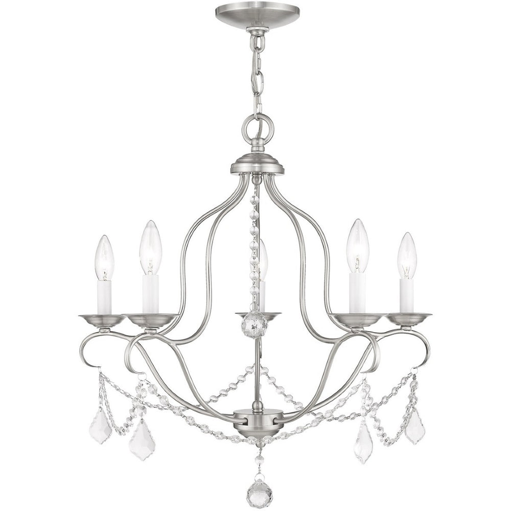 HomeRoots Five Light Dimmable Chandelier - Modern Steel Fixture with Cylinder Shades for Elegant Ambiance 687825