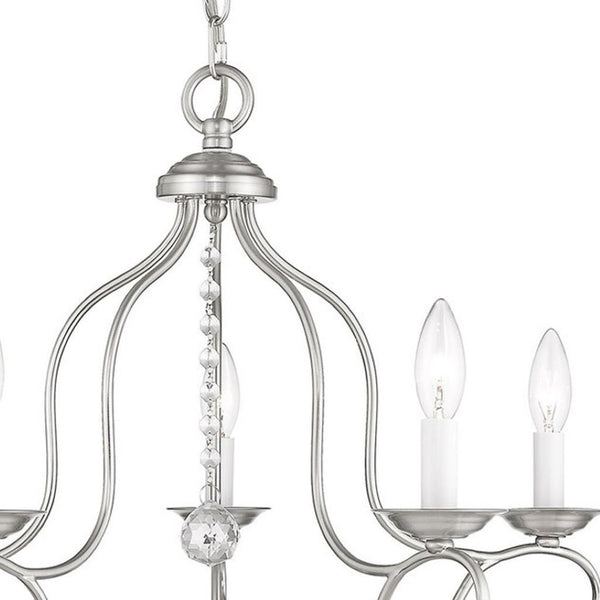 HomeRoots Five Light Dimmable Chandelier - Modern Steel Fixture with Cylinder Shades for Elegant Ambiance 687825