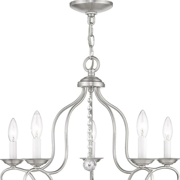 HomeRoots Five Light Dimmable Chandelier - Modern Steel Fixture with Cylinder Shades for Elegant Ambiance 687825