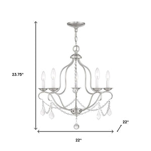 HomeRoots Five Light Dimmable Chandelier - Modern Steel Fixture with Cylinder Shades for Elegant Ambiance 687825