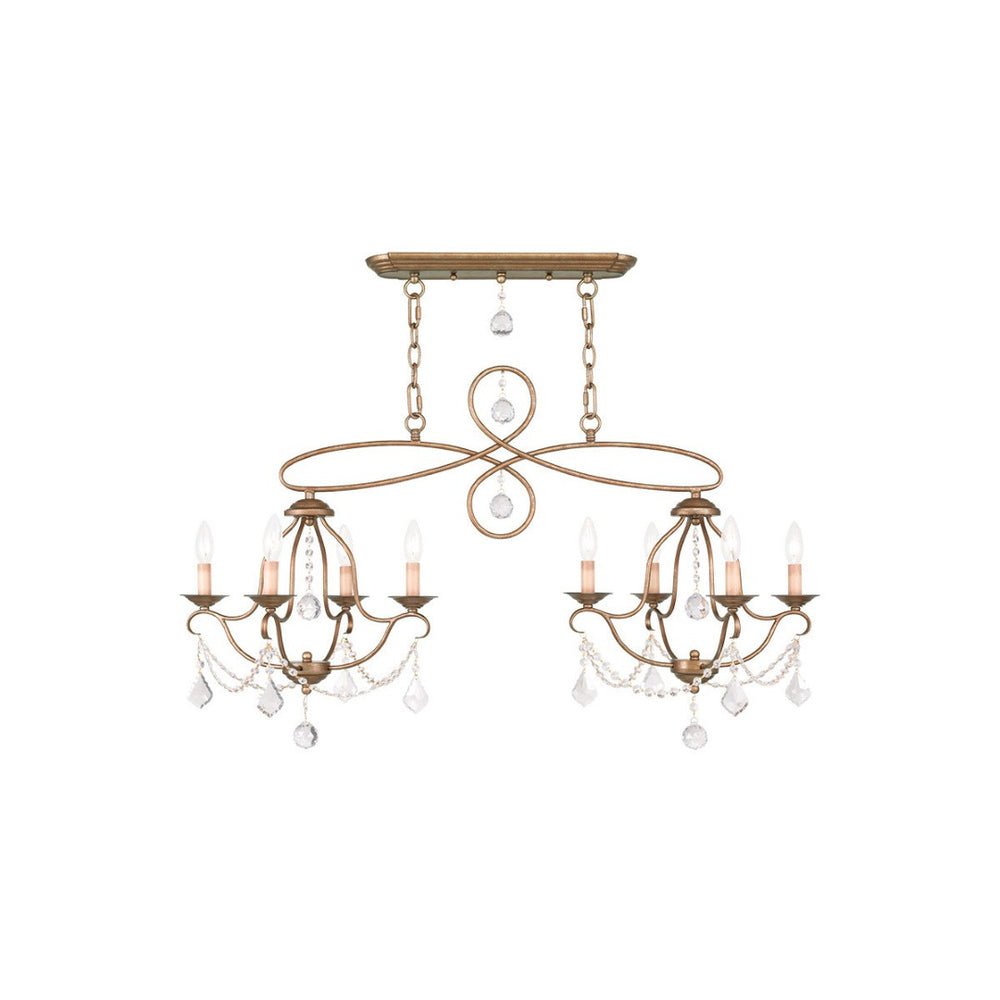 HomeRoots Eight Light Dimmable Chandelier - Modern Cylinder Shades for Warm Ambiance in Any Space 687826