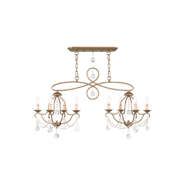 HomeRoots Eight Light Dimmable Chandelier - Modern Cylinder Shades for Warm Ambiance in Any Space 687826