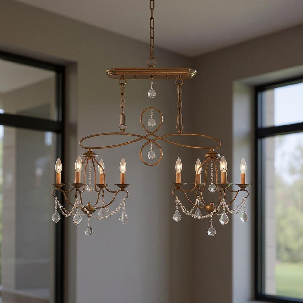 HomeRoots Eight Light Dimmable Chandelier - Modern Cylinder Shades for Warm Ambiance in Any Space 687826