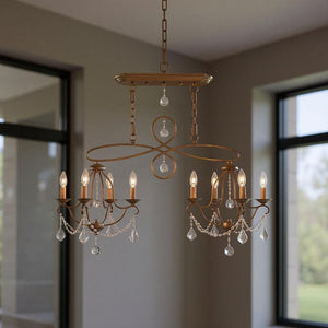 HomeRoots Eight Light Dimmable Chandelier - Modern Cylinder Shades for Warm Ambiance in Any Space 687826