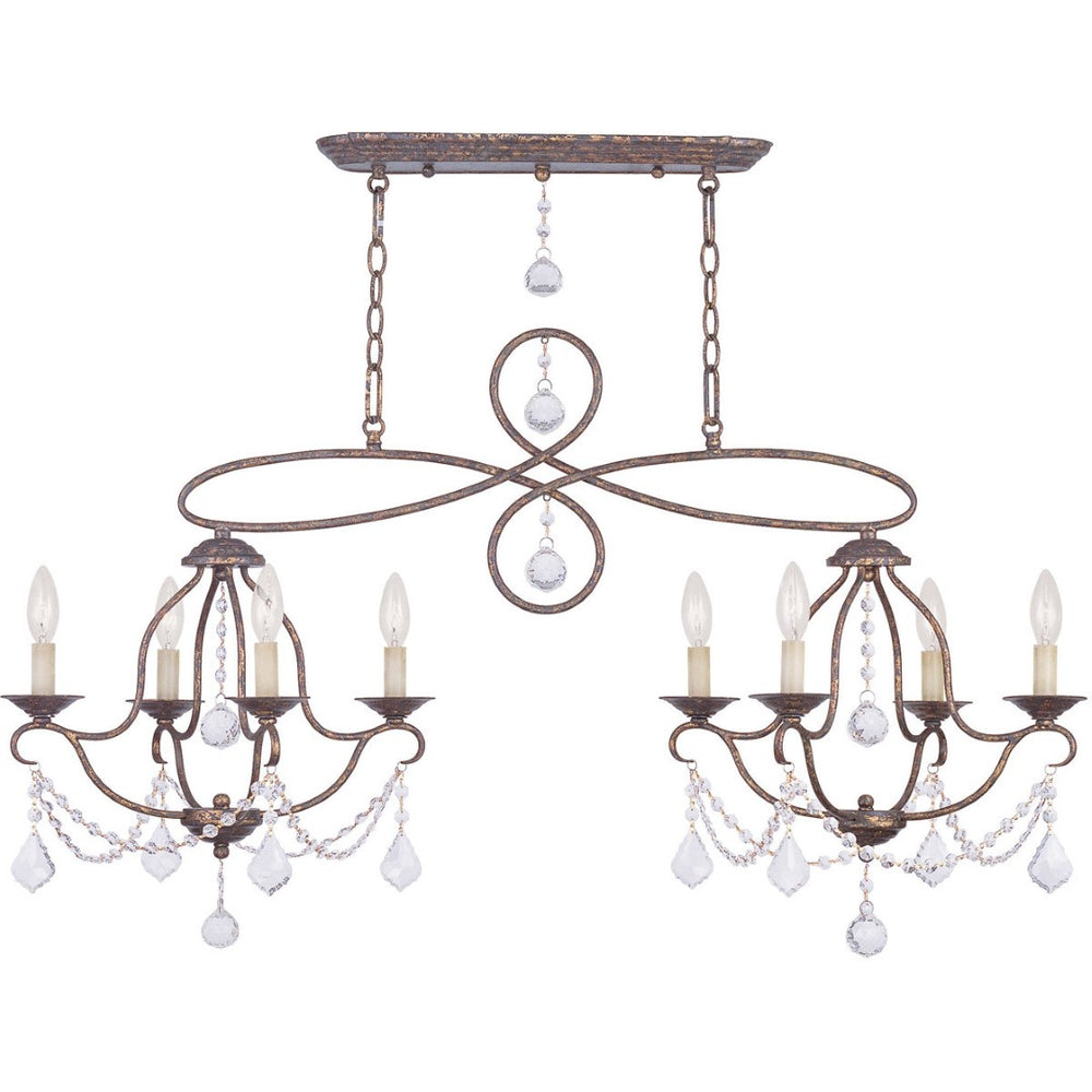 HomeRoots Eight Light Dimmable Chandelier - Contemporary Cylinder Design with Steel Shades for Elegant Spaces 687827