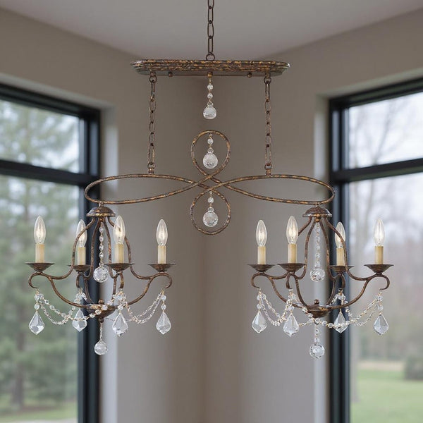 HomeRoots Eight Light Dimmable Chandelier - Contemporary Cylinder Design with Steel Shades for Elegant Spaces 687827