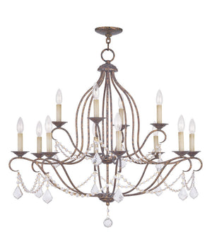 HomeRoots Twelve Light Dimmable Chandelier - Sleek Cylindrical Steel Shades for Modern Ambiance & Style 687828