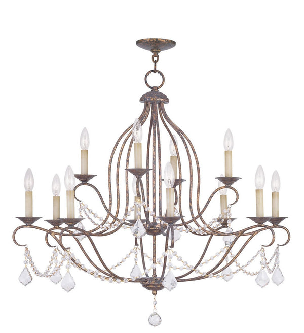 HomeRoots Twelve Light Dimmable Chandelier - Sleek Cylindrical Steel Shades for Modern Ambiance & Style 687828