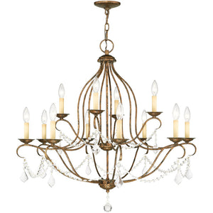 HomeRoots Twelve Light Dimmable Chandelier - Sleek Cylindrical Steel Shades for Modern Ambiance & Style 687828