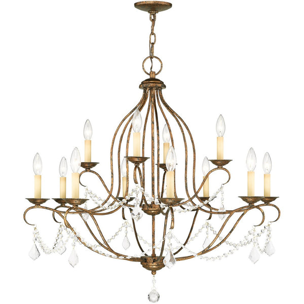 HomeRoots Twelve Light Dimmable Chandelier - Sleek Cylindrical Steel Shades for Modern Ambiance & Style 687828