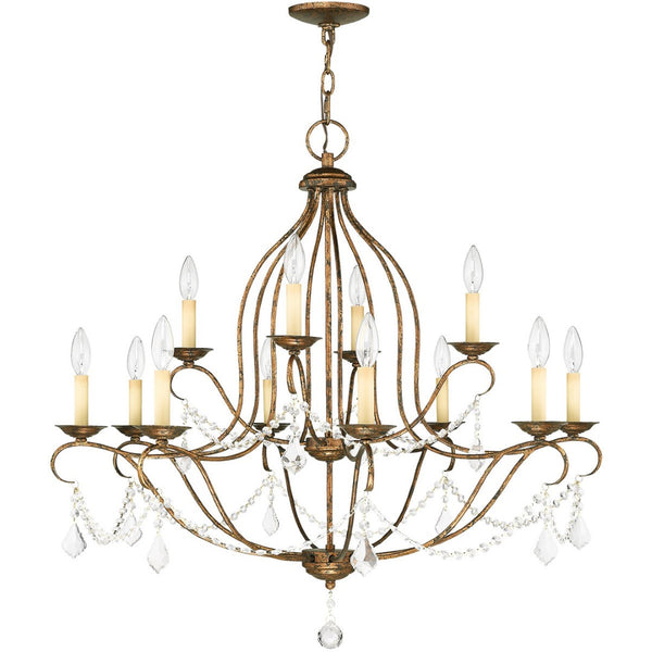 HomeRoots Twelve Light Dimmable Chandelier - Sleek Cylindrical Steel Shades for Modern Ambiance & Style 687828