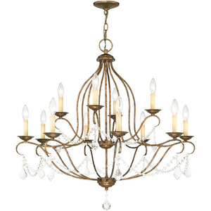 HomeRoots Twelve Light Dimmable Chandelier - Sleek Cylindrical Steel Shades for Modern Ambiance & Style 687828