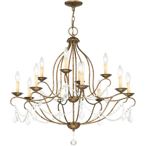 HomeRoots Twelve Light Dimmable Chandelier - Sleek Cylindrical Steel Shades for Modern Ambiance & Style 687828