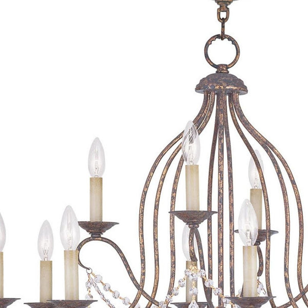 HomeRoots Twelve Light Dimmable Chandelier - Sleek Cylindrical Steel Shades for Modern Ambiance & Style 687828