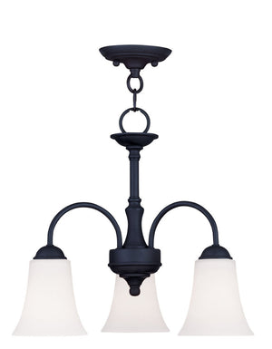 HomeRoots Black Modern Three-Light Dimmable Chandelier with Cylinder Shades for Stylish Home Illumination 687831