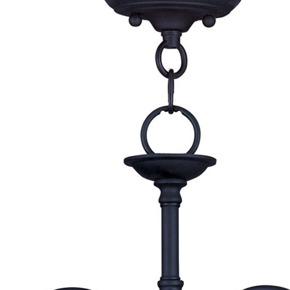 HomeRoots Black Modern Three-Light Dimmable Chandelier with Cylinder Shades for Stylish Home Illumination 687831