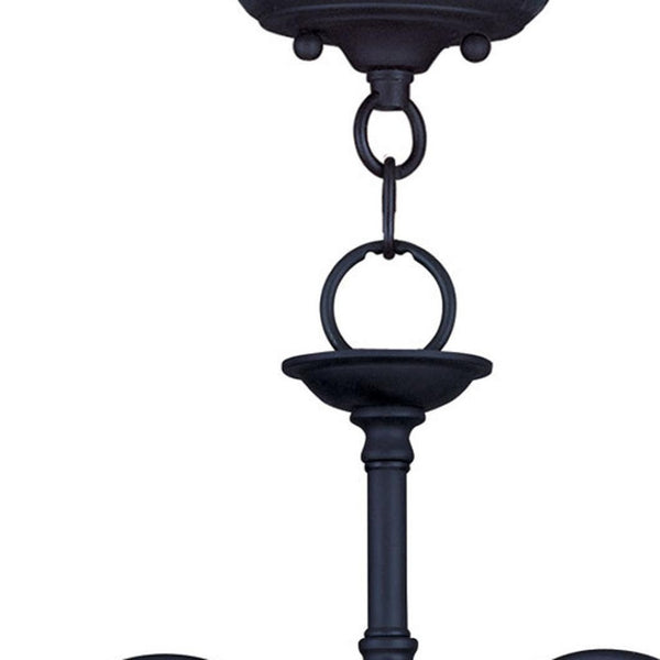 HomeRoots Black Modern Three-Light Dimmable Chandelier with Cylinder Shades for Stylish Home Illumination 687831