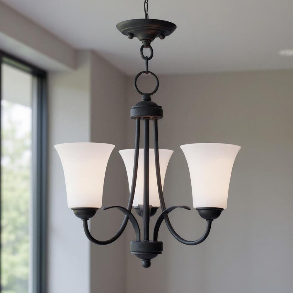 HomeRoots Black Modern Dimmable Chandelier with Unique Cylinder Shades for Stylish Home Lighting Solutions 687832