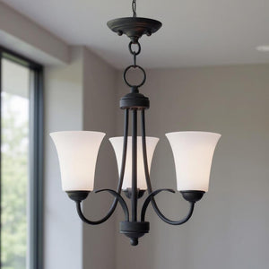 HomeRoots Black Modern Dimmable Chandelier with Unique Cylinder Shades for Stylish Home Lighting Solutions 687832
