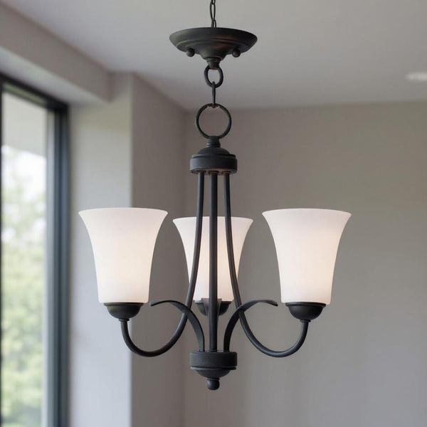 HomeRoots Black Modern Dimmable Chandelier with Unique Cylinder Shades for Stylish Home Lighting Solutions 687832