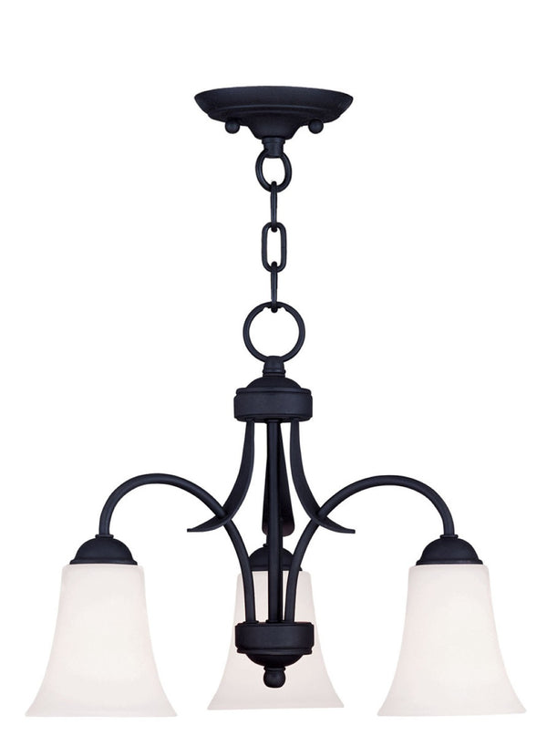 HomeRoots Black Three-Light Dimmable Chandelier with Cylinder Shades - Modern Elegance for Any Room 687833