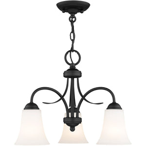 HomeRoots Black Three-Light Dimmable Chandelier with Cylinder Shades - Modern Elegance for Any Room 687833