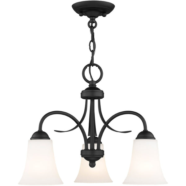 HomeRoots Black Three-Light Dimmable Chandelier with Cylinder Shades - Modern Elegance for Any Room 687833