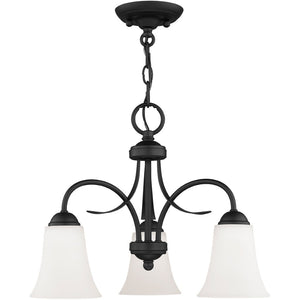 HomeRoots Black Three-Light Dimmable Chandelier with Cylinder Shades - Modern Elegance for Any Room 687833